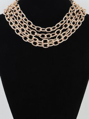 Multi Polished Link Chain Choker Necklace